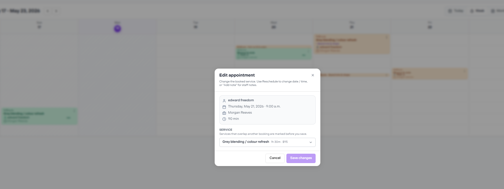 Edit appointment modal